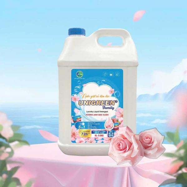 Nước giặt xả UniGreen Family - Hương anh đào xanh (9,6 kg)